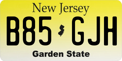 NJ license plate B85GJH