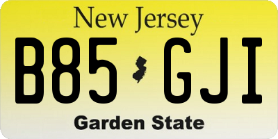 NJ license plate B85GJI
