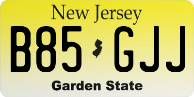 NJ license plate B85GJJ