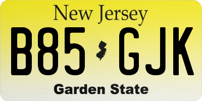 NJ license plate B85GJK