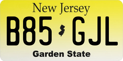 NJ license plate B85GJL