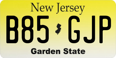 NJ license plate B85GJP