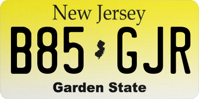 NJ license plate B85GJR
