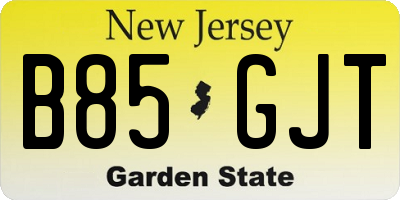 NJ license plate B85GJT