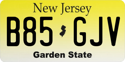 NJ license plate B85GJV