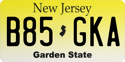 NJ license plate B85GKA