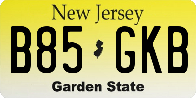 NJ license plate B85GKB