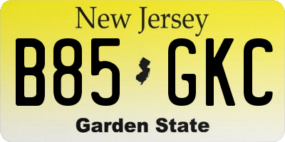 NJ license plate B85GKC