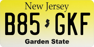 NJ license plate B85GKF