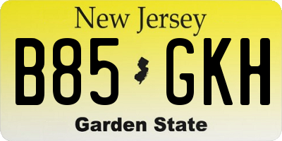 NJ license plate B85GKH