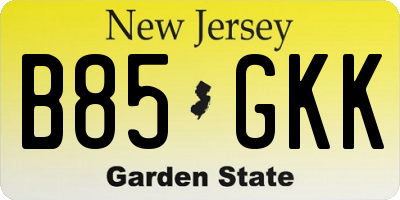 NJ license plate B85GKK