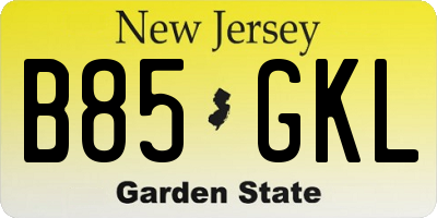 NJ license plate B85GKL