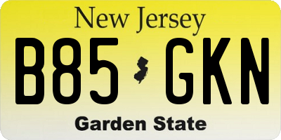 NJ license plate B85GKN