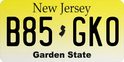 NJ license plate B85GKO