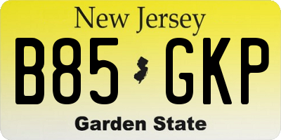 NJ license plate B85GKP