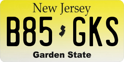 NJ license plate B85GKS
