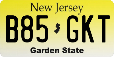 NJ license plate B85GKT