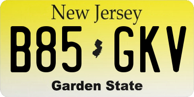 NJ license plate B85GKV