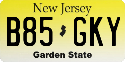 NJ license plate B85GKY