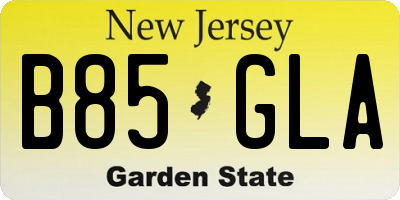 NJ license plate B85GLA