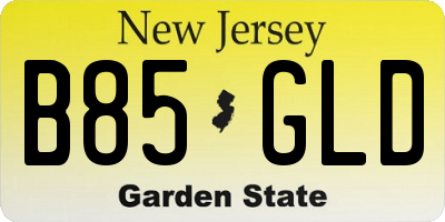 NJ license plate B85GLD