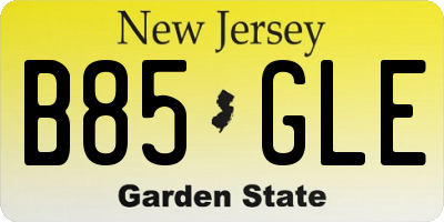NJ license plate B85GLE
