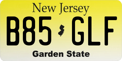 NJ license plate B85GLF