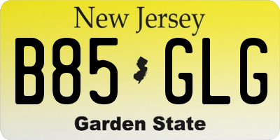 NJ license plate B85GLG