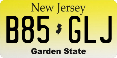 NJ license plate B85GLJ