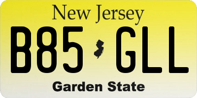 NJ license plate B85GLL