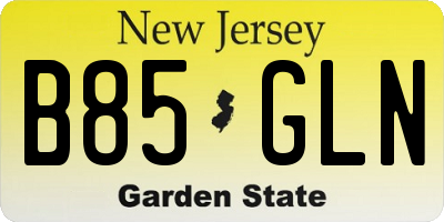 NJ license plate B85GLN
