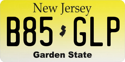 NJ license plate B85GLP
