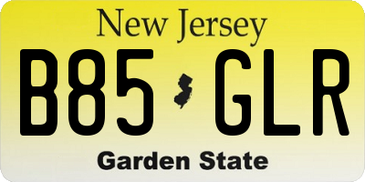 NJ license plate B85GLR
