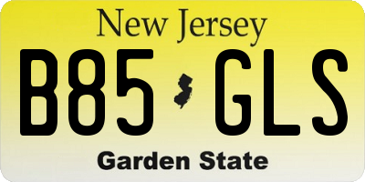 NJ license plate B85GLS