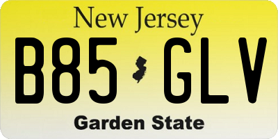 NJ license plate B85GLV