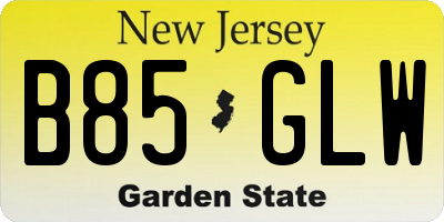 NJ license plate B85GLW