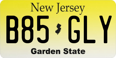 NJ license plate B85GLY