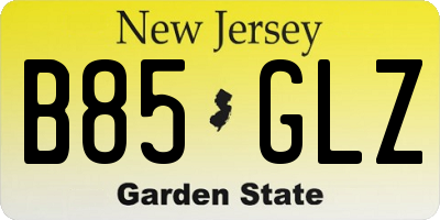 NJ license plate B85GLZ