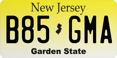 NJ license plate B85GMA