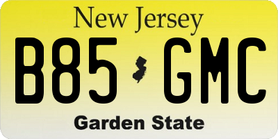 NJ license plate B85GMC