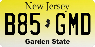 NJ license plate B85GMD