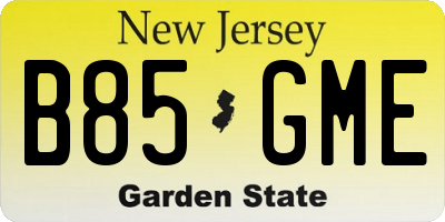 NJ license plate B85GME