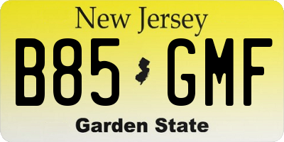 NJ license plate B85GMF