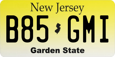 NJ license plate B85GMI