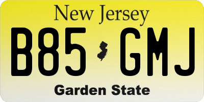 NJ license plate B85GMJ