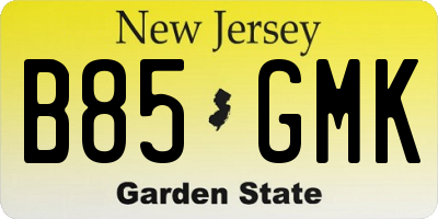 NJ license plate B85GMK