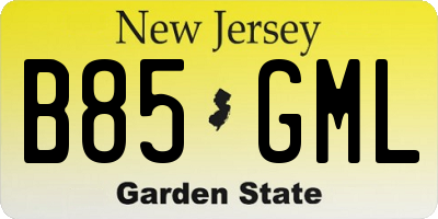 NJ license plate B85GML