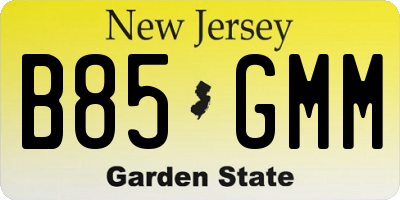 NJ license plate B85GMM