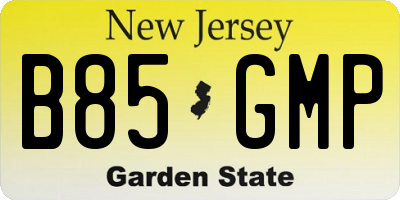 NJ license plate B85GMP