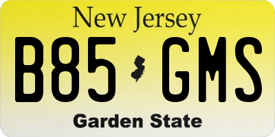 NJ license plate B85GMS